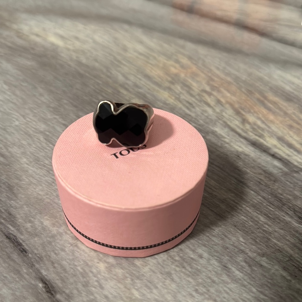 Tous Black and Silver Heart Ring